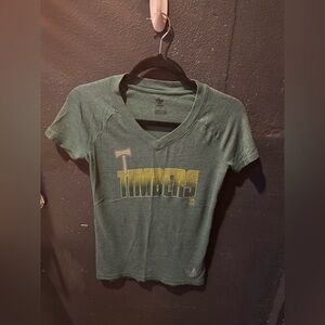 Adidas Forest Green Portland Timbers V-Neck Tee size Small